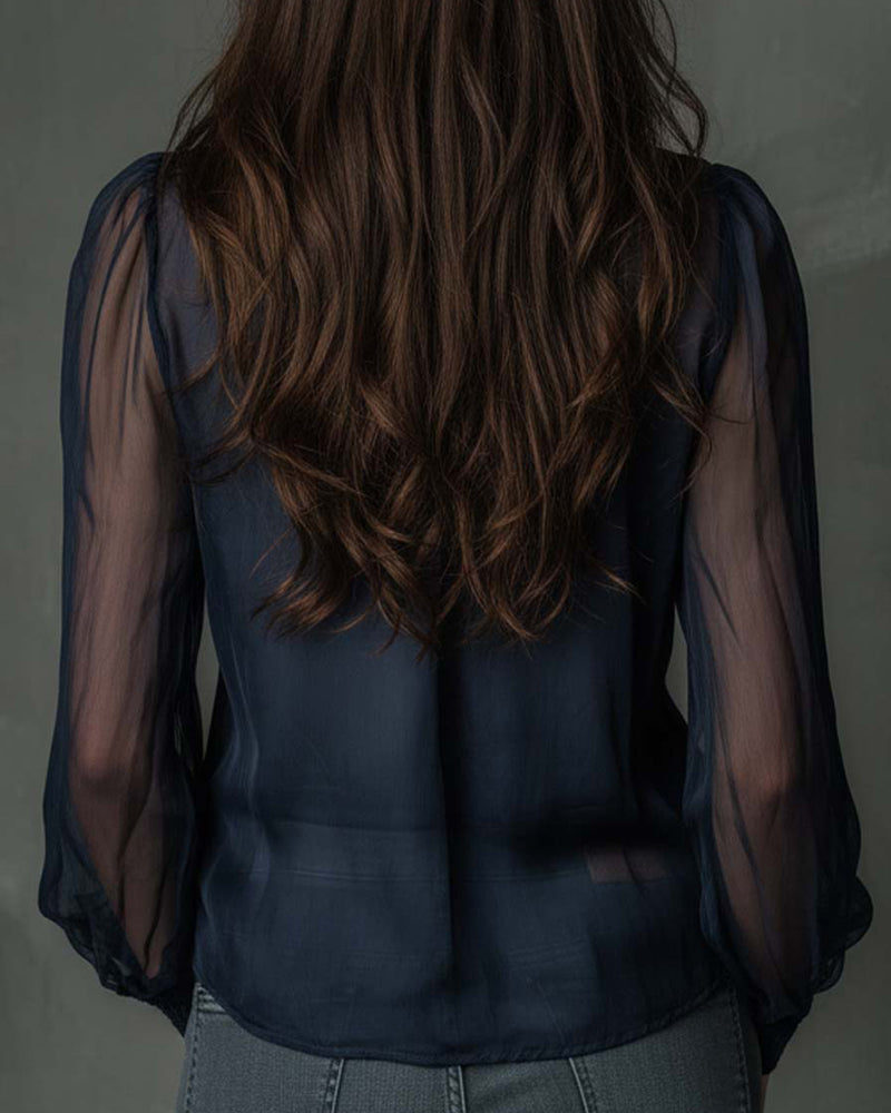 Helen | Blusa a Mezzo Zip Manica Lunga in Maglia