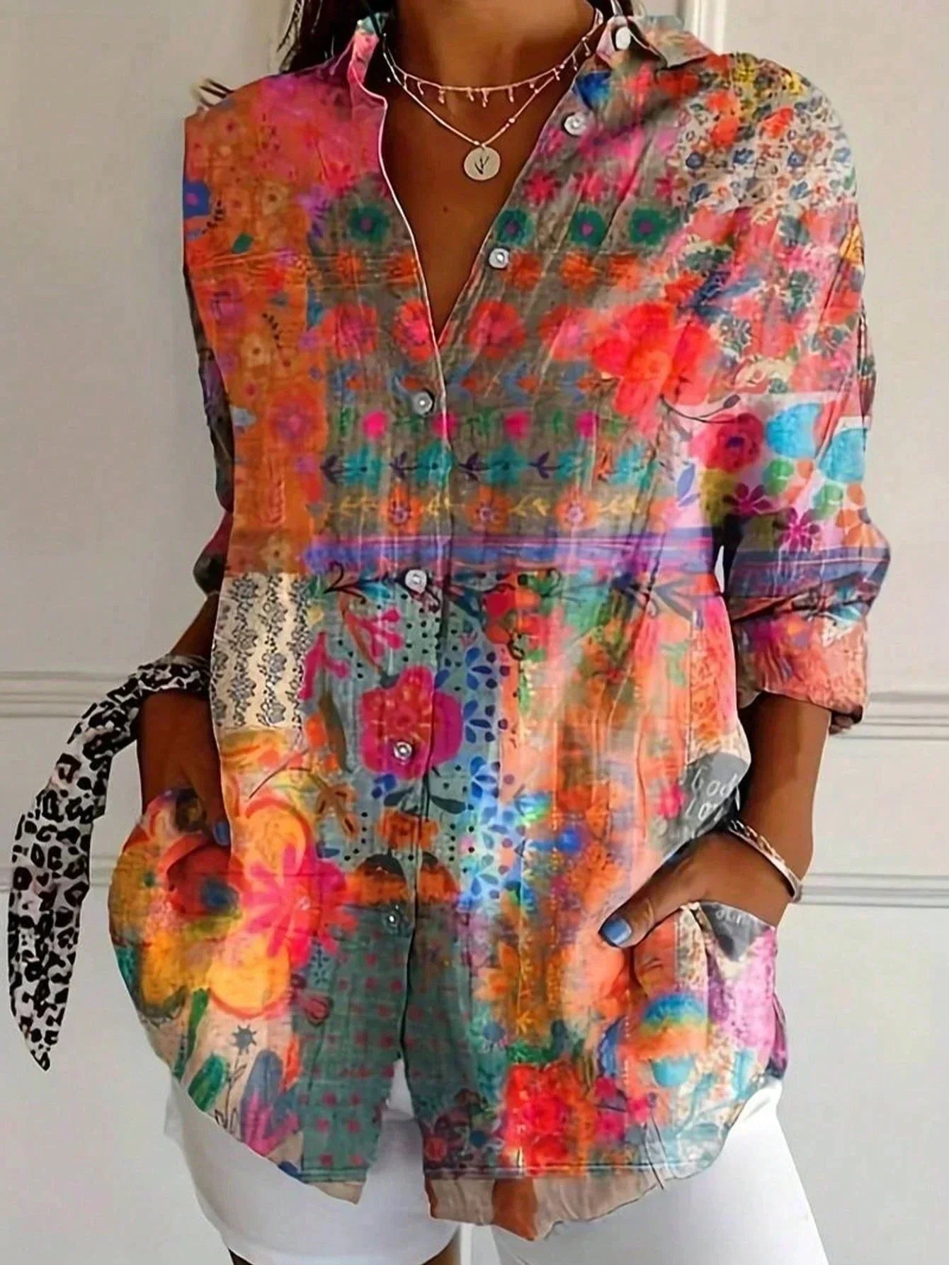 Sadie | Blusa a Motivo Colorato
