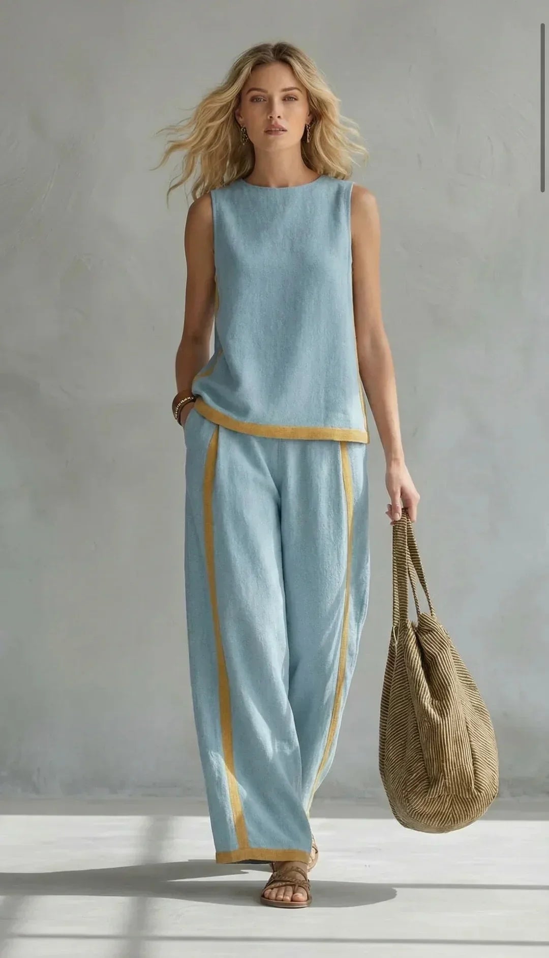 Ursula – Completo gilet e pantaloni chic e casual con finiture bicolore