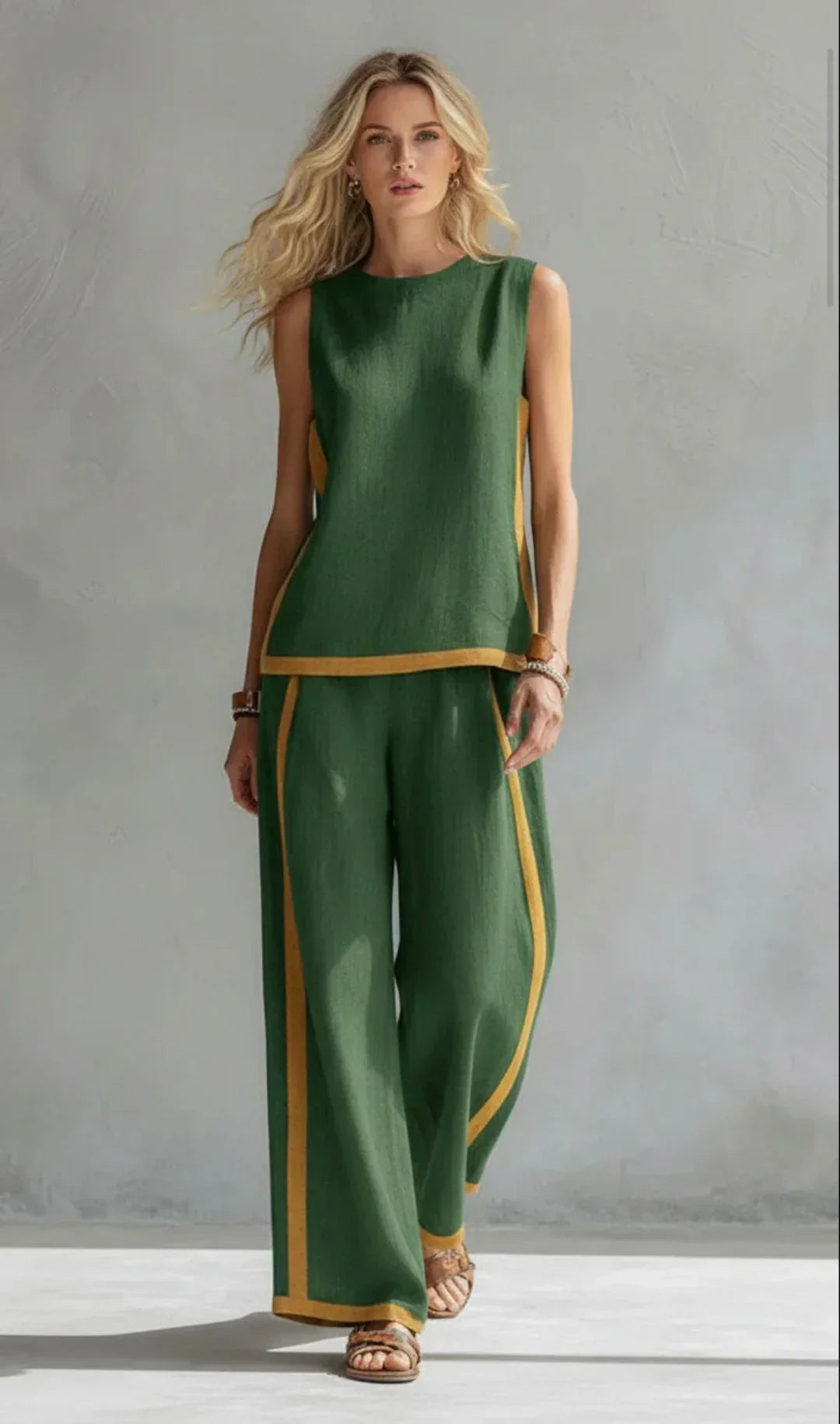 Ursula – Completo gilet e pantaloni chic e casual con finiture bicolore