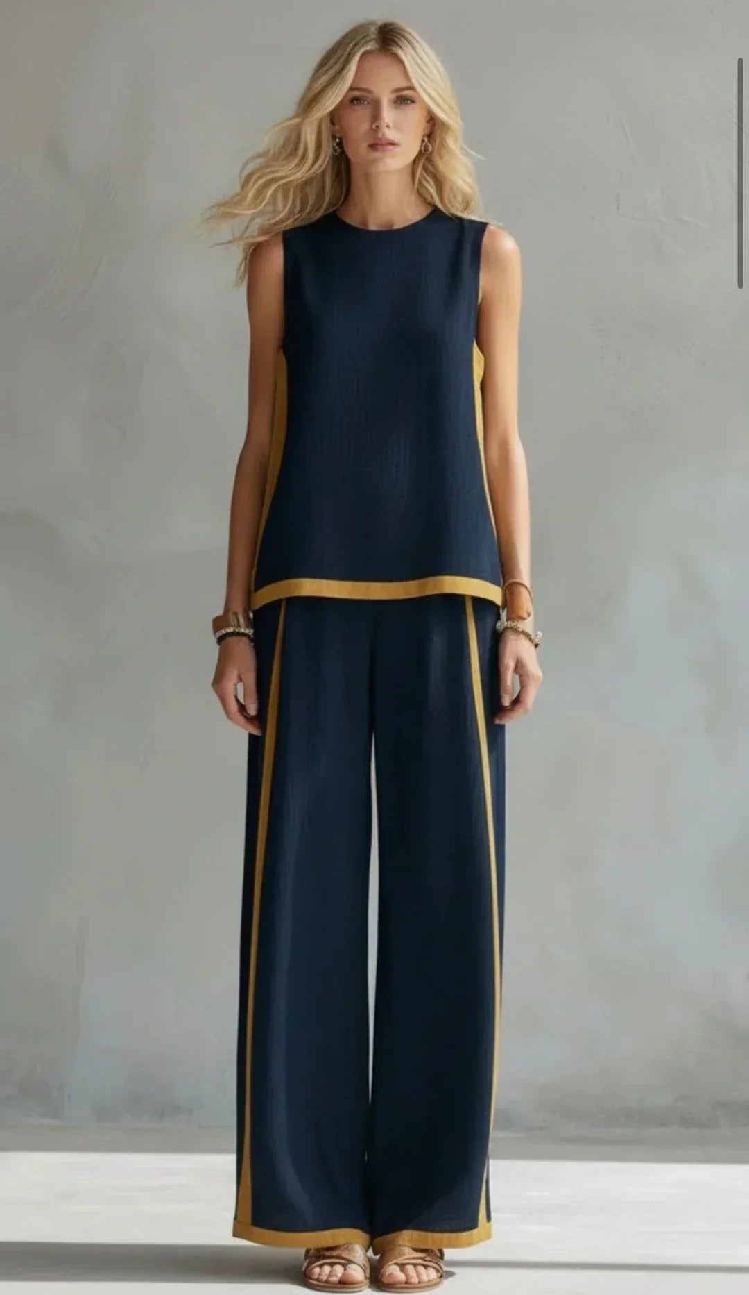 Ursula – Completo gilet e pantaloni chic e casual con finiture bicolore